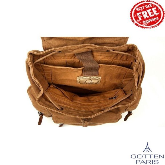 TSD BRAND Silent Trail Canvas Backpack Camel Women's Bag - Picture 5 of 8